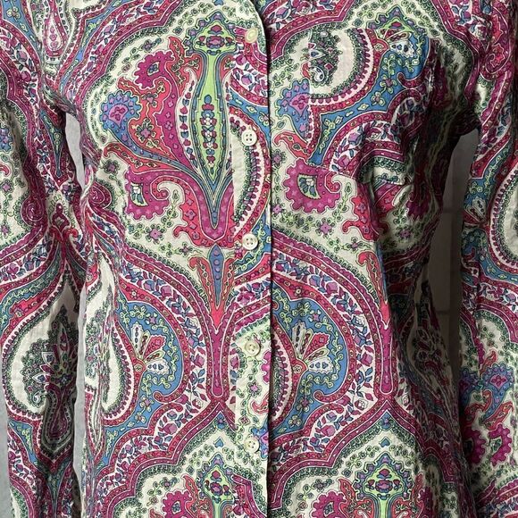 Talbots Multicolored Paisley Button Down Top (Size: XS) - Picture 10 of 12